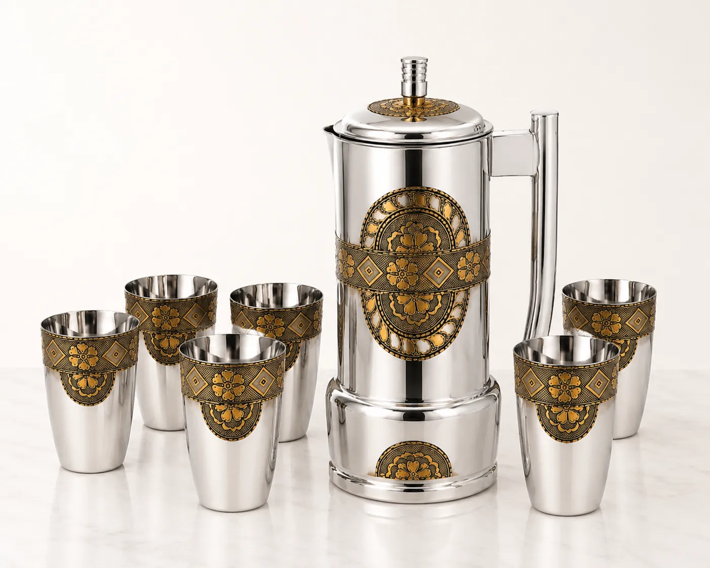 Decorative stainless steel water jug
