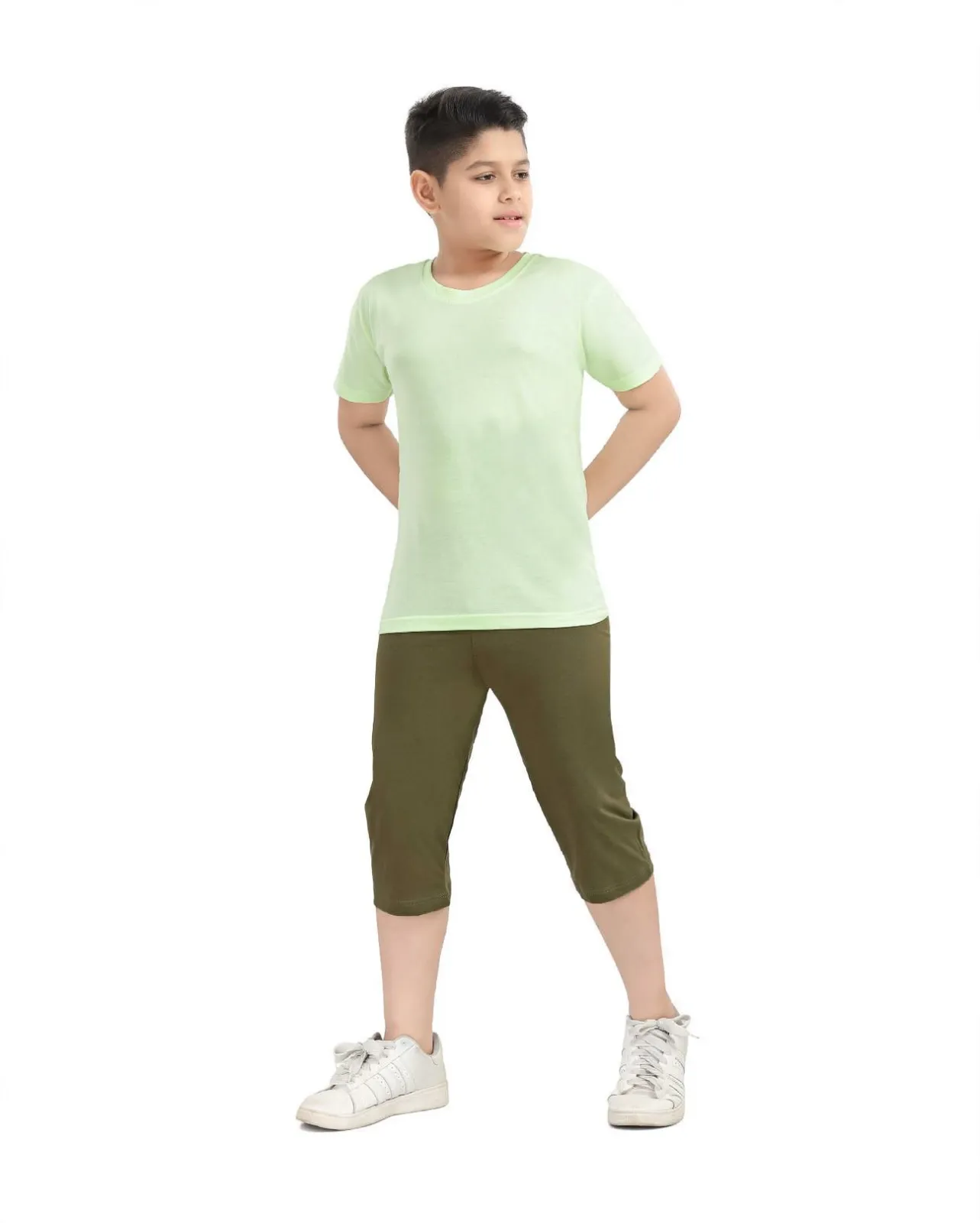plain solid t-shirt in a bright lime green / light mint shade.